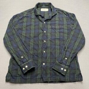 Abercrombie & Fitch Sleep Shirt Mens Medium Green‎ Blue Plaid Flannel Pajama